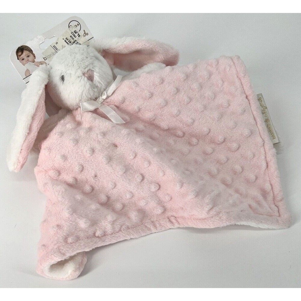 Blankets and Beyond Security Blanket White Bunny Rabbit Lovey Plush Pink Fleece